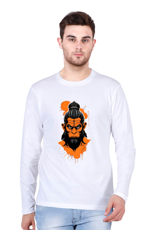 Male Round Neck Full Sleeve T-Shirt – Lord Hanuman Design