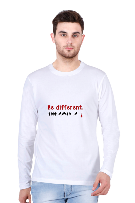 Male Round Neck Full Sleeve T-Shirt – 'Be Different' Quote Design (S-XXL)