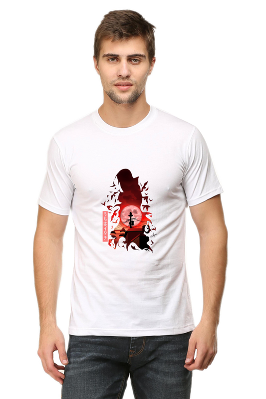 Male Round Neck Half Sleeve Classic T-Shirt – Uchiha Itachi Design